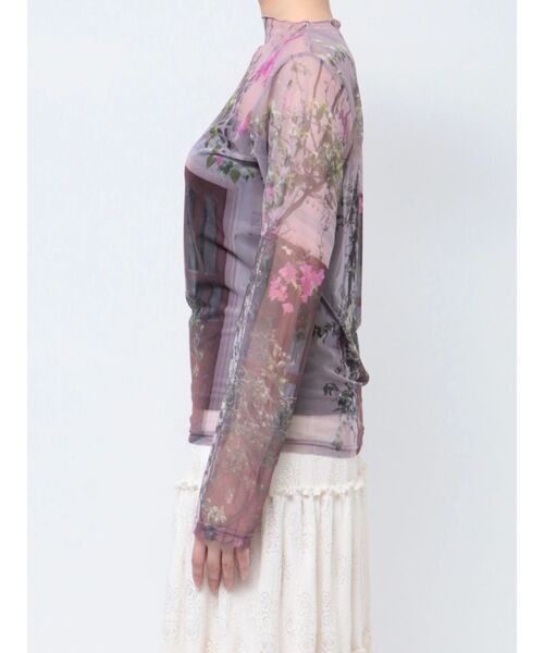 merry jenny tシャツ flowerシアーメッシュtops レディース
