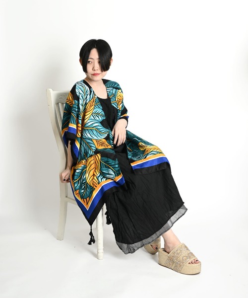 marai（マーライ） カーディガン ボタニカル柄 花柄 半袖 ロング
