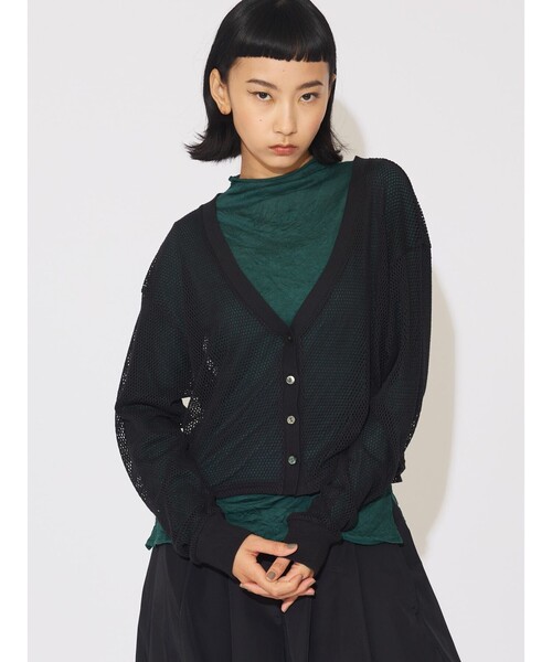 カーディガン MIDIUMISOLID for Ladies メッシュカーディガン レディース