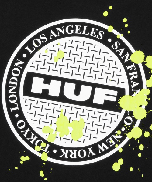 売切れ前に 大人気 HUF MANHOLE TEE バックプリントのデザイン◎ HUF tシャツ MANHOLE TEE / ハフ プリント Tシャツ 半袖 メンズ