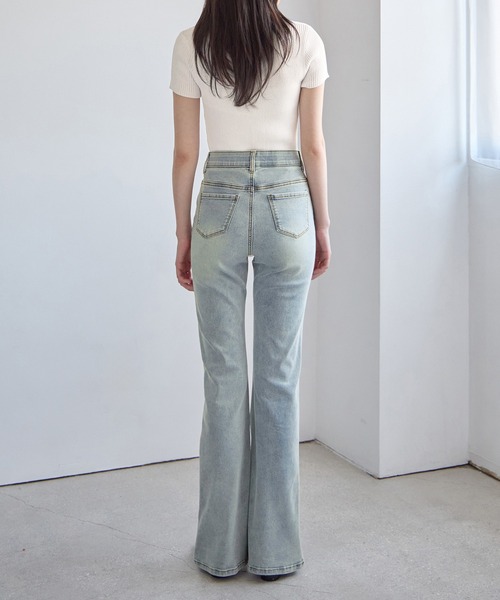 ジーンズ デニム デニムパンツ 「選べる2丈」ストレッチセミフレア