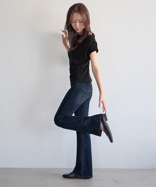 ジーンズ デニム デニムパンツ 「選べる2丈」ストレッチセミフレア