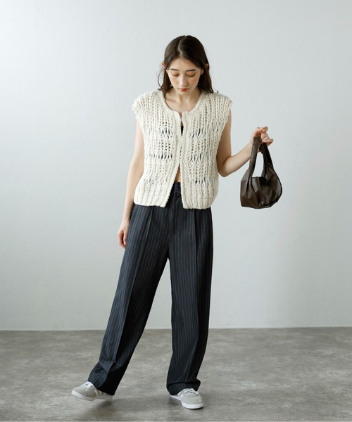 ベスト ジレ 「MINERTE」hand knit vest / ハンドニットベスト レディース MINERTE ベスト ジレ 「MINERTE」hand knit vest / ハンドニット