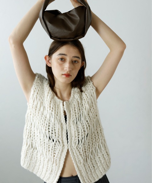 ベスト ジレ 「MINERTE」hand knit vest / ハンドニットベスト レディース MINERTE ベスト ジレ 「MINERTE」hand knit vest / ハンドニット