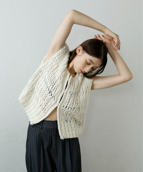 【MINERTE】hand knit vest / ハンドニットベスト MINERTE ベスト ジレ 「MINERTE」hand knit vest / ハンドニット