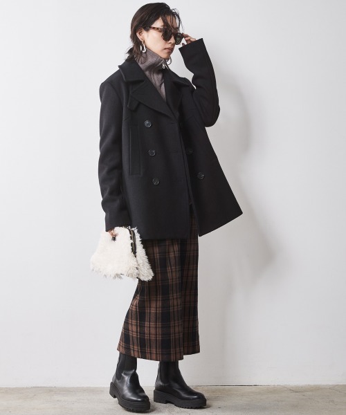 CHIC STYLE スカート 綿100％チェックロングタイトスカート