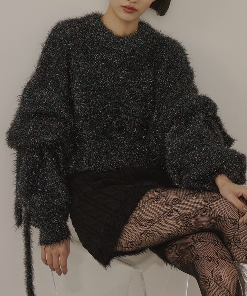 VIOLETTA（ヴィオレッタ） ニット セーター ラメフェザーヤーンリボン