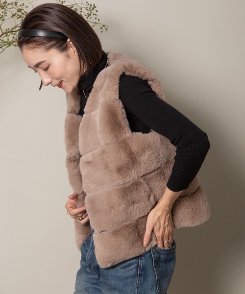 シニアファッション】エコファーリバーシブルショートコート