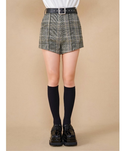 Darich パンツ ハイウエストチェックショートパンツ レディース