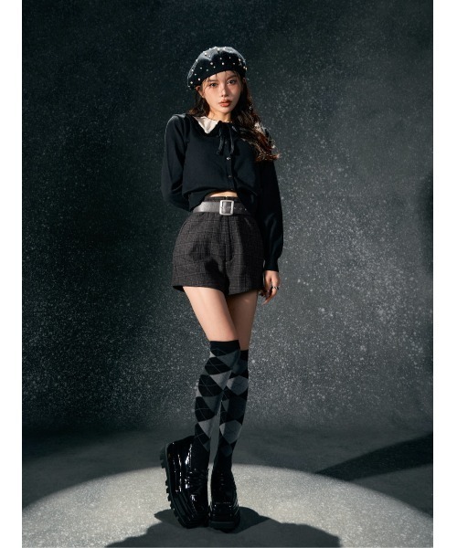 Darich パンツ ハイウエストチェックショートパンツ レディース