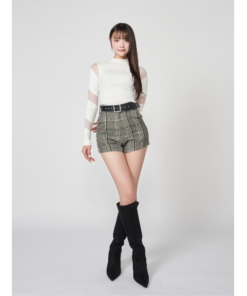 Darich パンツ ハイウエストチェックショートパンツ レディース