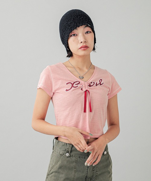 X-girl（エックスガール） ニット帽 ニットキャップ CROCHET BEANIE