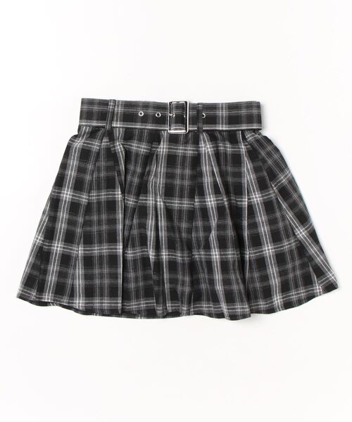 スカート タータンチェック柄ベルト付ミニスカート レディース/イン