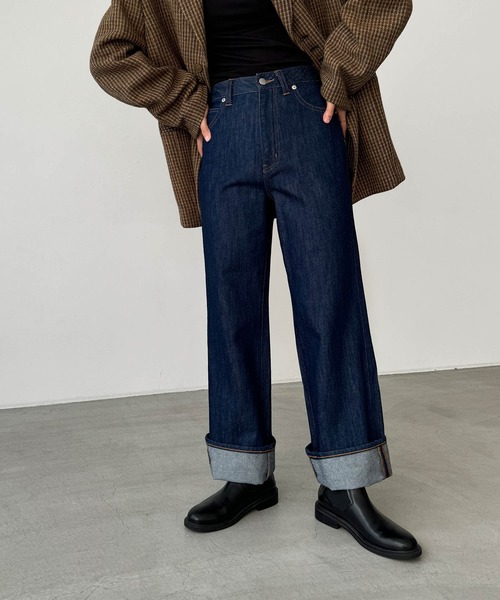 CANAL JEAN ロールアップハイウエストデニムパンツ　Lサイズ CANAL JEAN マルチサイズ ジーンズ デニム デニムパンツ ロール