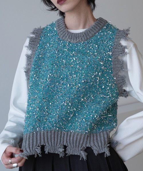 ベスト ジレ ラメニット ベスト レディース ベスト ジレ ラメニットベスト レディース : ZOZOTOWN Yahoo!店