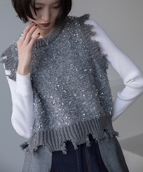 ベスト ジレ ラメニットベスト レディース : ZOZOTOWN Yahoo!店