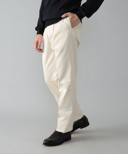 BEAMS F パンツ 1プリーツ コットンツイル スラックス メンズ