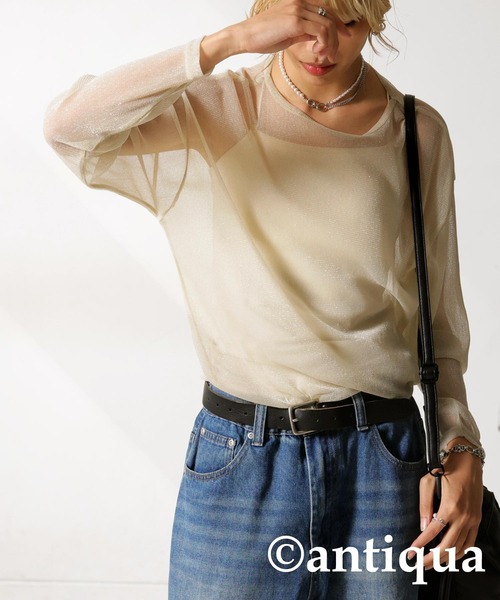 ꕤclara* 【3点】 antiqua（アンティカ） tシャツ フロッキーシアートップス レディース