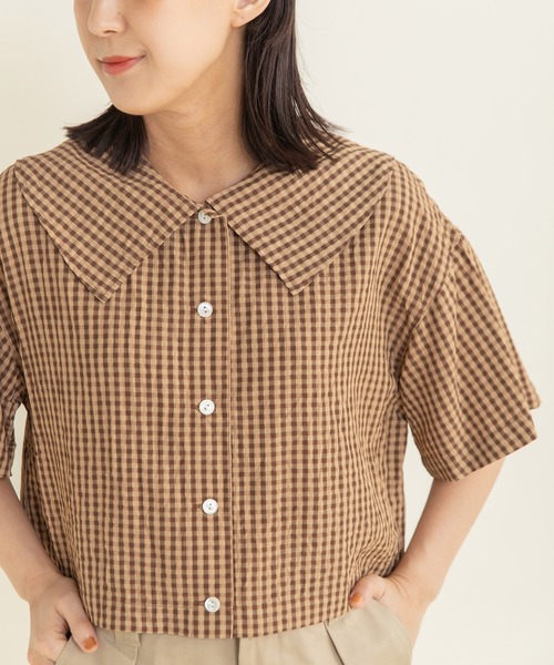 CHILD WOMAN（チャイルドウーマン） ブラウス シャツ ドビーギンガム 5