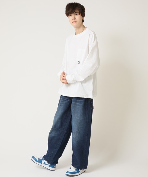 メンズ Tシャツ 配色 ラグランスリーブ ドロップショルダーa1198 ARCADE tシャツ サングラスグラスコード付き 裾ドローコード 胸