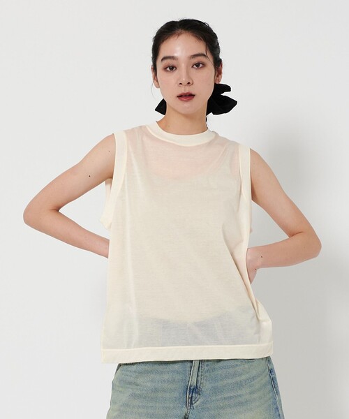 tシャツ 「conte」クルーネック  ノースリーブTシャツ レディース conte tシャツ 「conte」クルーネック ノースリーブTシャツ