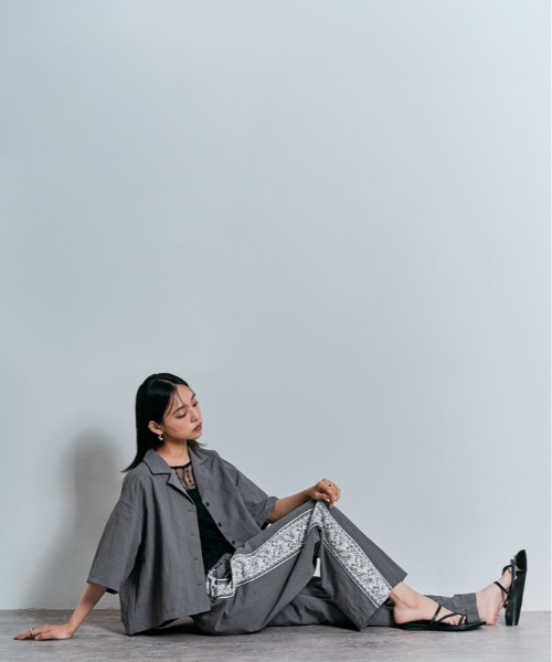 W：Huku ジャケット ノーカラージャケット 撥水 サファリシャツ