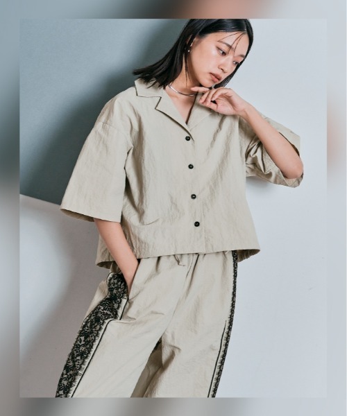 W：Huku ジャケット ノーカラージャケット 撥水 サファリシャツ