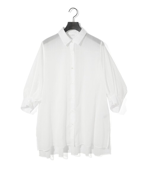 ブラウス シャツ MIDIUMISOLID for Ladies シアースリットスリーブチュニックシャツ レディース