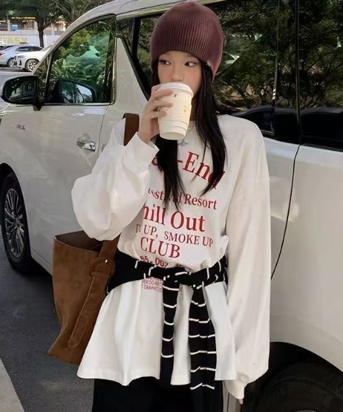 SHEENA（シーナ） tシャツ Chill OutロゴプリントオーバーサイズロンT