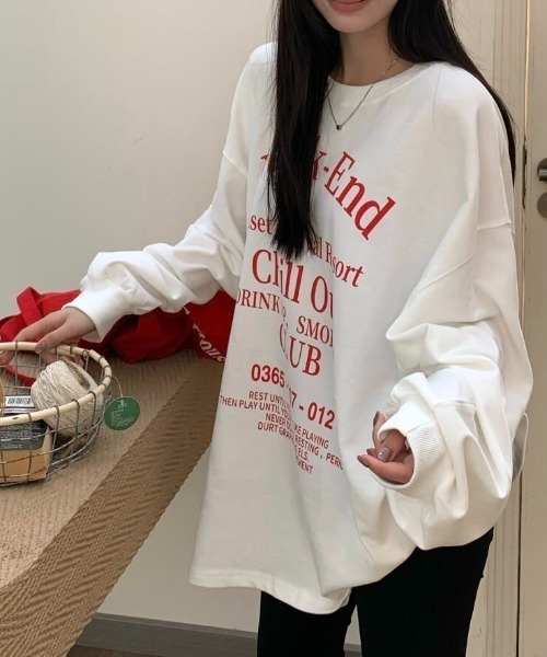 SHEENA（シーナ） tシャツ Chill OutロゴプリントオーバーサイズロンT