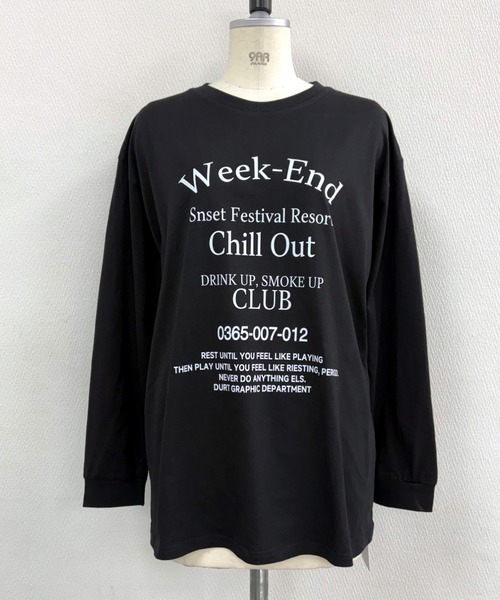 SHEENA（シーナ） tシャツ Chill OutロゴプリントオーバーサイズロンT