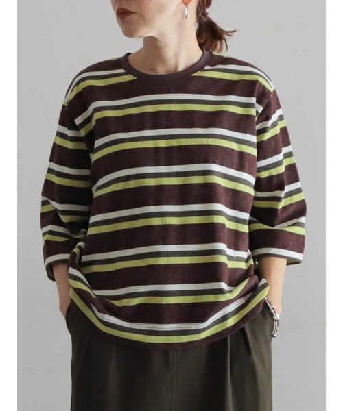 tシャツ ブリーチライクボーダー　半袖TEE レディース
