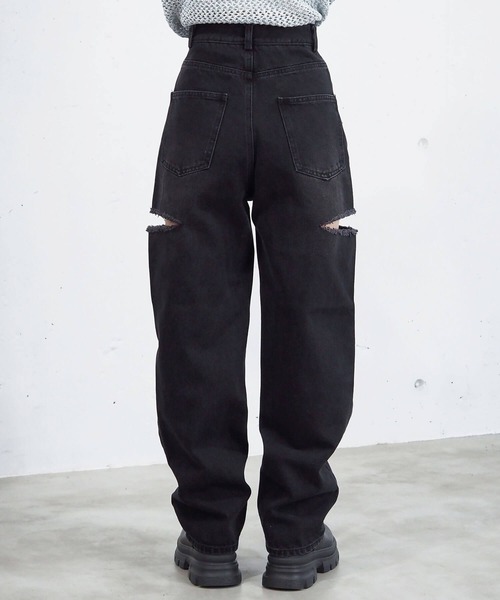 [tiptop] повреждение обработка Denim брюки M sax голубой женский 