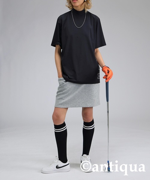 antiqua tシャツ 「STCH」サイドロゴモックネックトップス