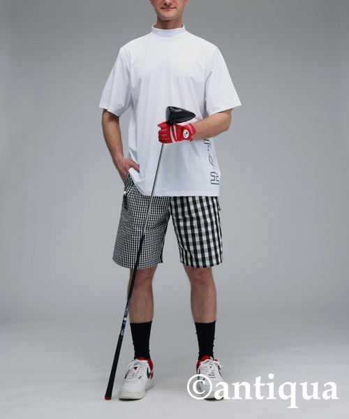 antiqua tシャツ 「STCH」サイドロゴモックネックトップス