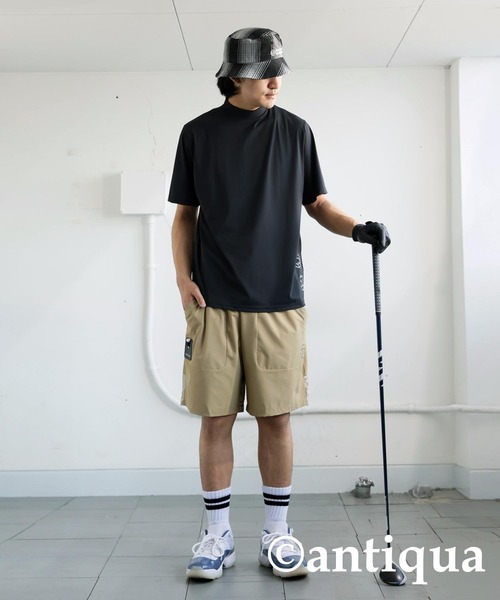 tシャツ 「STCH」サイドロゴモックネックトップス レディース メンズ antiqua tシャツ 「STCH」サイドロゴモックネックトップス