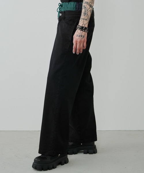 AIVER ジーンズ AIVER レイヤードバギーデニムスラックス メンズ