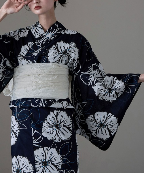 Amazon.co.jp: [asaka] セパレート綿浴衣＋しわ兵児帯 2点セット