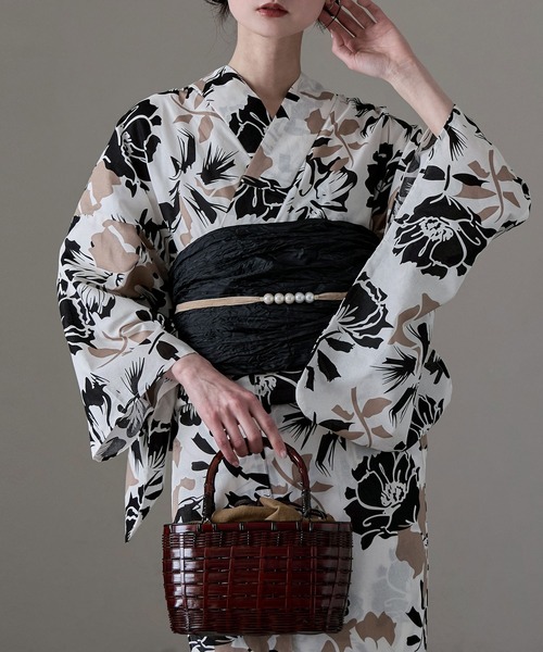 Amazon.co.jp: [asaka] セパレート綿浴衣＋しわ兵児帯 2点セット
