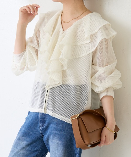COLLEGE GALLARDAGALANTE ◆ブラウス COLLAGE GALLARDAGALANTE ブラウス シャツ メッシュフリル