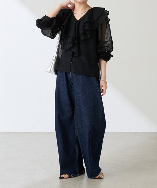 「COLLAGE GALLARDAGALANTE」 長袖ブラウス FREE ネイビー レディース COLLAGE GALLARDAGALANTE 「COLLAGE GALLARDAGALANTE」 長袖