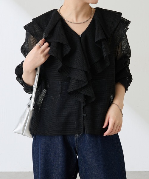 「COLLAGE GALLARDAGALANTE」 長袖シャツ FREE ブラック レディース COLLAGE GALLARDAGALANTE ブラウス シャツ Q.anos/バックボタン