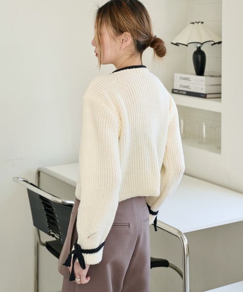 「UNE MANSION」 ニットカーディガン FREE グレー レディース_画像3