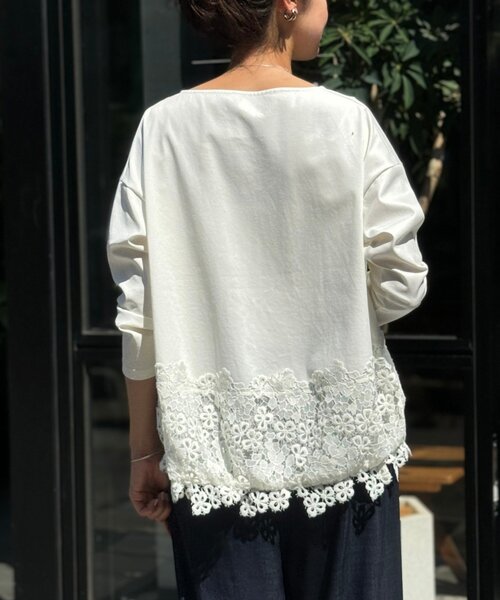 裾レースTシャツ   レース   カットソー   ブラウス   トップス BEARDSLEY tシャツ 裾レースカットソー レディース : ZOZOTOWN