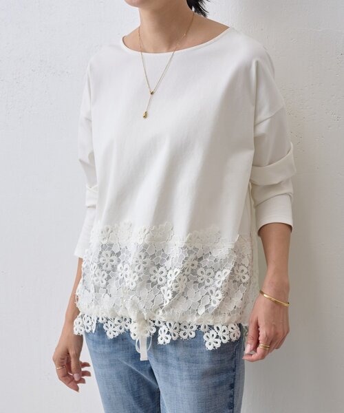 BEARDSLEY tシャツ 裾レースカットソー レディース : ZOZOTOWN