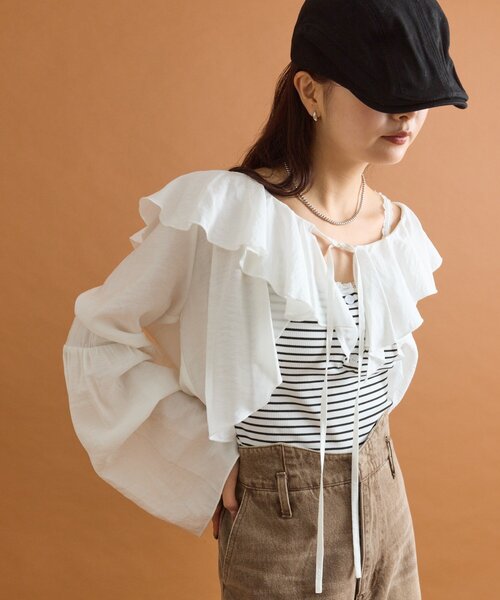 ブラウス シャツ ラッフルボレロブラウス レディース