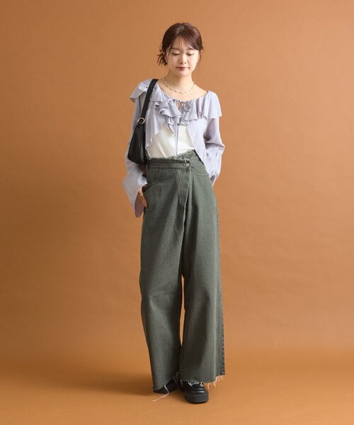 mystic スキッパーラッフルブラウス アイボリー mystic - mystic ミスティック スキッパーラッフルブラウス 21ss 春服