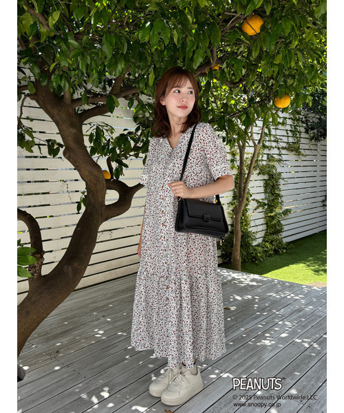 SNOOPY（スヌーピー） ワンピース 半袖 PEANUTS カラーワンピース