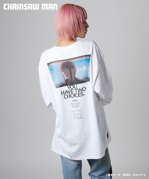 「glamb」 長袖Tシャツ「チェンソーマンコラボ」 L ホワイト メンズ
