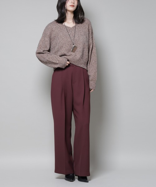 ワイドパンツ スラックス パンツ ツイルワイドスラックス レディース